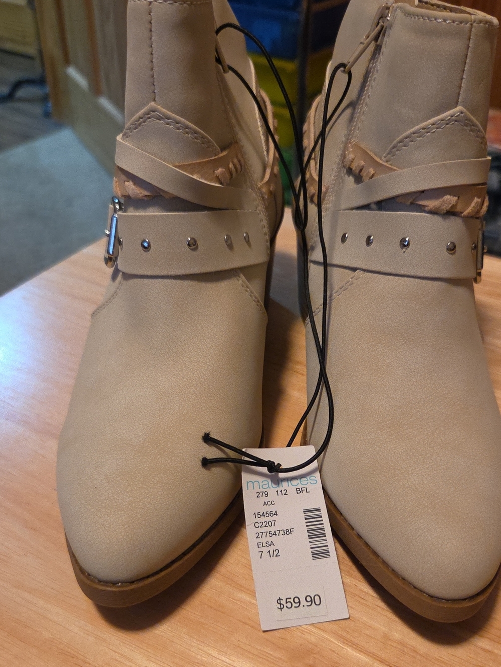 Maurices Beige/Tan Women's Buckle Ankle Booties